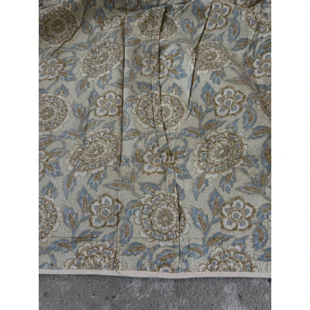 Chaps Ralph Lauren Shams KING Floral‎ Blue Taupe Gold Reversible PAIR Vintage